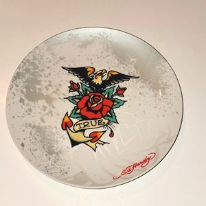 ED HARDY TRUE LOVE ROSE EAGLE TATTOO SPLATTER PLATE
